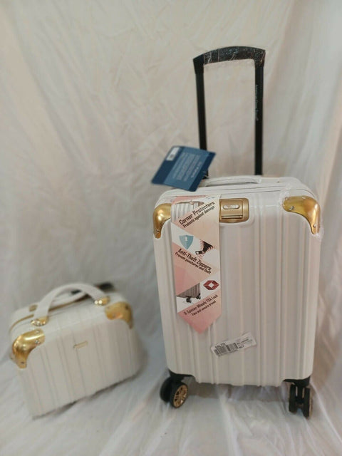 American Green Travel Melrose Anti Theft White Gold 2 PC Carry On Luggage Set