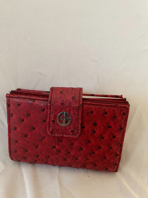 Giani Bernini Women's Ostrich-Embossed Index Wallet Red