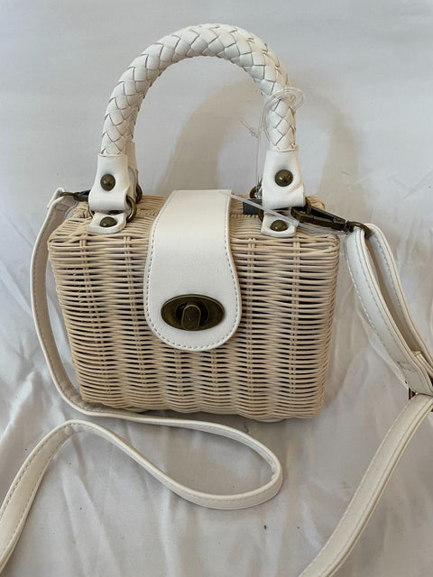 New LIKE Dreams Women's White Straw Shoulder Bag Crossbody Hand Bag