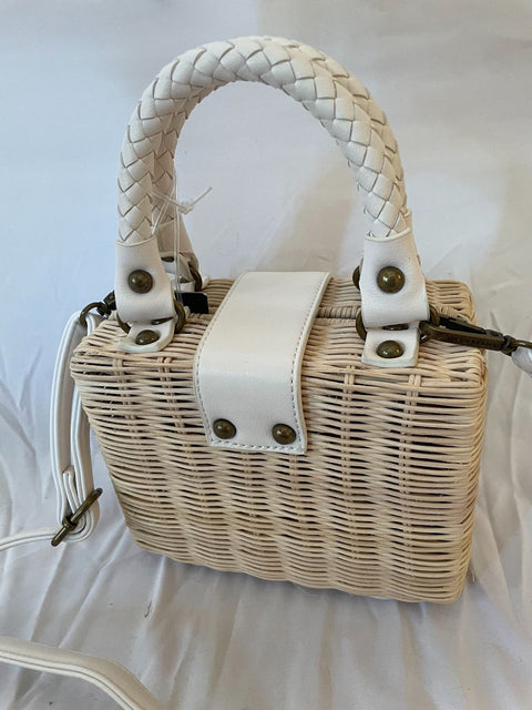 New LIKE Dreams Women's White Straw Shoulder Bag Crossbody Hand Bag