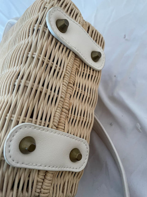 New LIKE Dreams Women's White Straw Shoulder Bag Crossbody Hand Bag