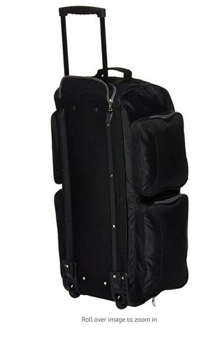 New Fila 32" Lightweight Rolling Duffel Bag Back Pack Black Gray