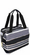 New Isaac Mizrahi Inwood Deluxe Shopper Lunch Tote Black Striped Travel Box