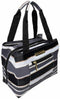 New Isaac Mizrahi Inwood Deluxe Shopper Lunch Tote Black Striped Travel Box