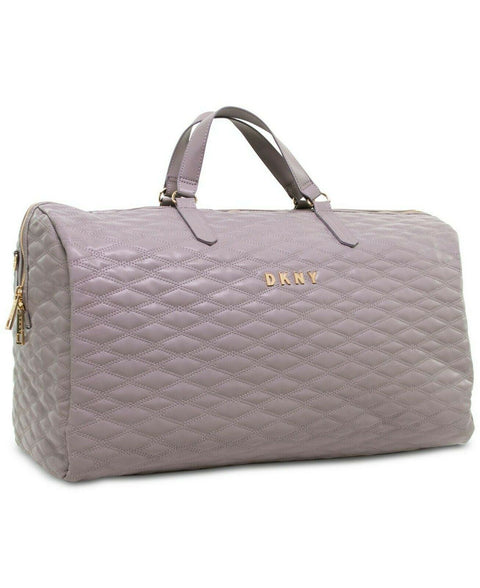 New DKNY Allure Quilted Barrel Duffel Large Travel Bag Suitcase Gray