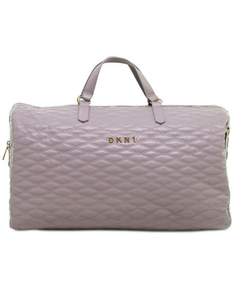 New DKNY Allure Quilted Barrel Duffel Large Travel Bag Suitcase Gray