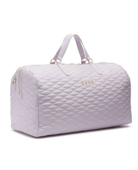 New DKNY Allure Quilted Barrel Duffel Large Travel Bag Suitcase Purple Lilac
