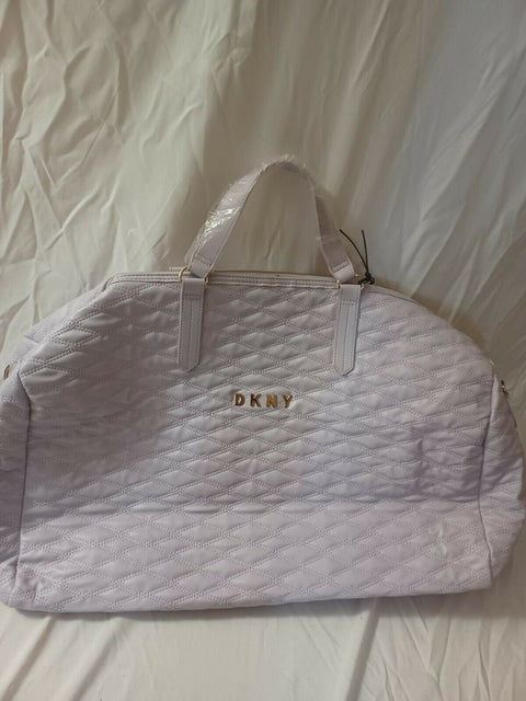 New DKNY Allure Quilted Barrel Duffel Large Travel Bag Suitcase Purple Lilac