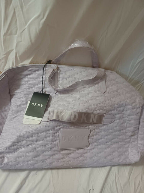 New DKNY Allure Quilted Barrel Duffel Large Travel Bag Suitcase Purple Lilac