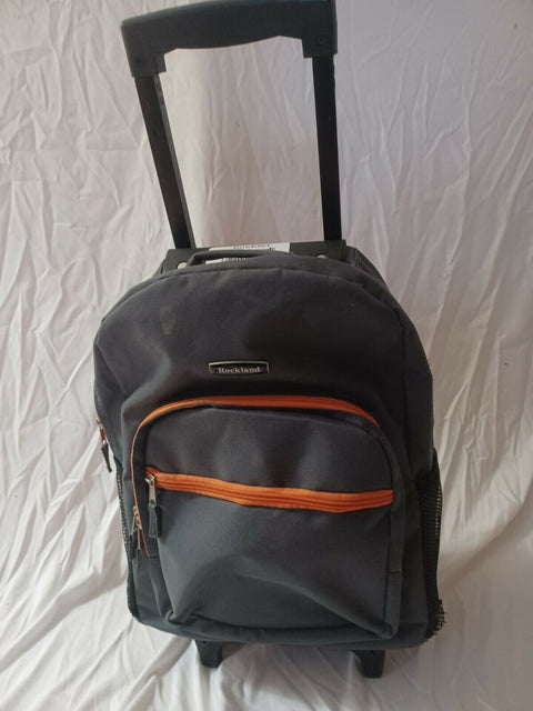 Rockland 17" Rolling Backpack Gray Two Wheeled Shoulder Bag Pack with Handle