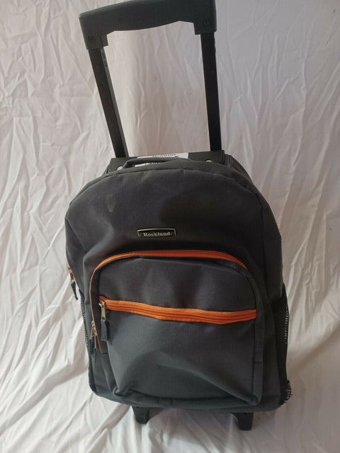 Rockland 17" Rolling Backpack Gray Two Wheeled Shoulder Bag Pack with Handle
