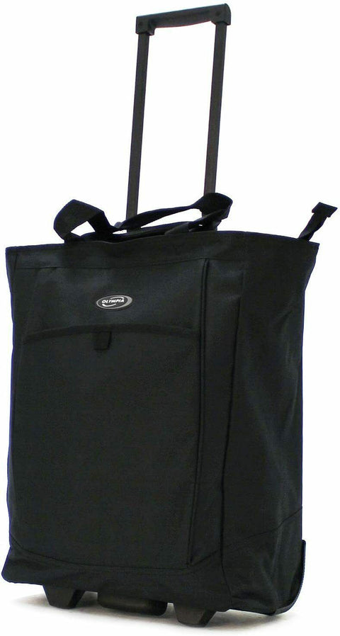 New Olympia Rolling Tote Bag Two Wheeled Bag with Handle Black