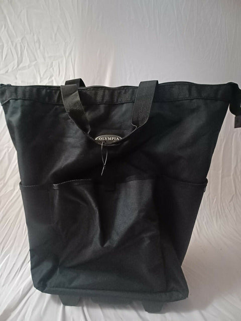 New Olympia Rolling Tote Bag Two Wheeled Bag with Handle Black