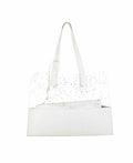 Olivia Miller Women's Camila White Tote Bag With Pouch Sparkly Handbag