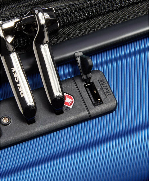 $480 New Delsey Shadow 5.0 21" Hardside Carry On Spinner Luggage Blue USB