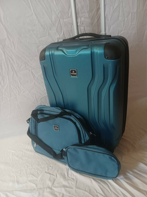 $300 New TAG Legacy 20'' Carry On 3 PC Luggage Set Hard side Suitcase Blue