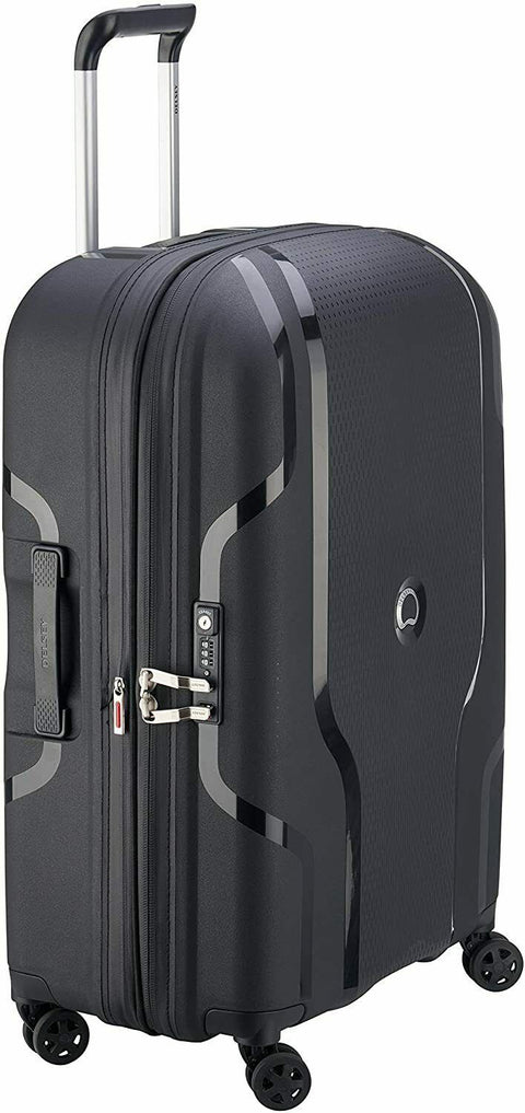 $560 New DELSEY Paris Clavel Hard Expandable Luggage Spinner Wheels Black 25"