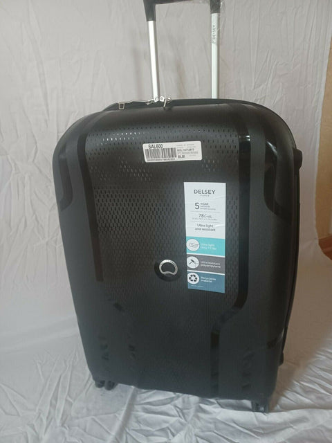 $560 New DELSEY Paris Clavel Hard Expandable Luggage Spinner Wheels Black 25"