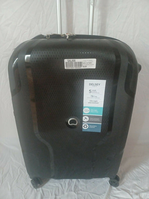 $560 New DELSEY Paris Clavel Hard Expandable Luggage Spinner Wheels Black 25"