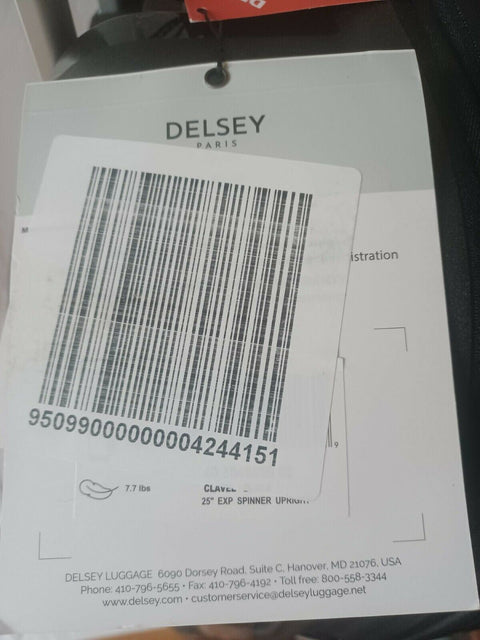 $560 New DELSEY Paris Clavel Hard Expandable Luggage Spinner Wheels Black 25"