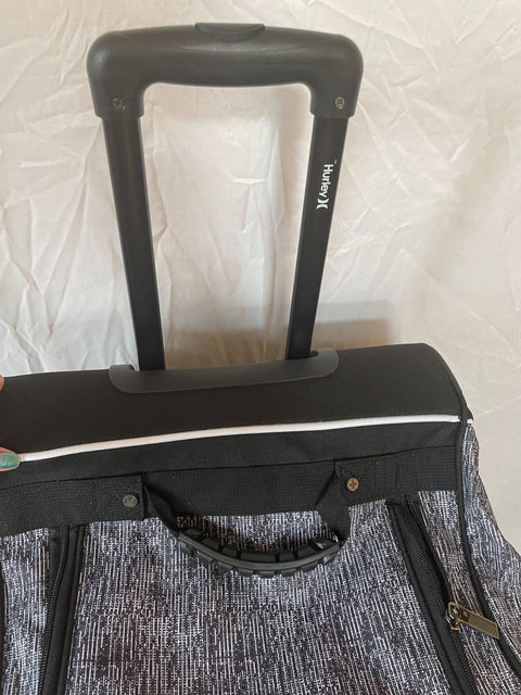 New Hurley Rolling Wheeled Duffel Grey Tweed 30" Check In Bag