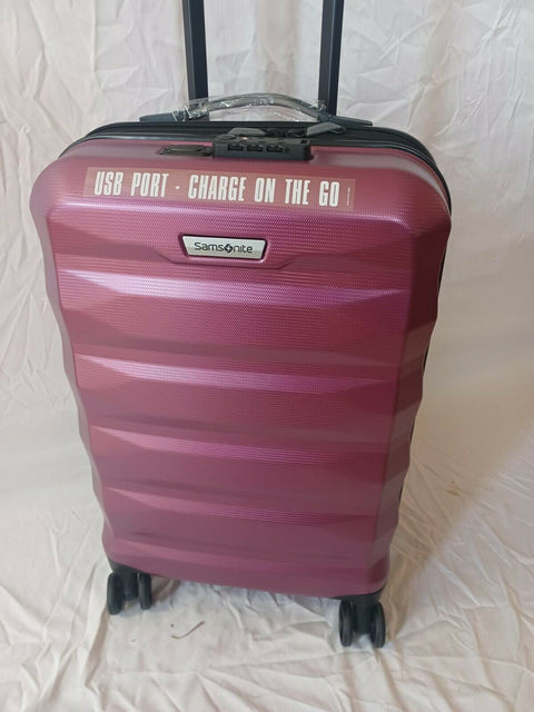 $300 New Samsonite Spin Tech 4.0 20" Hardside Carry-On Spinner Luggage USB Pink