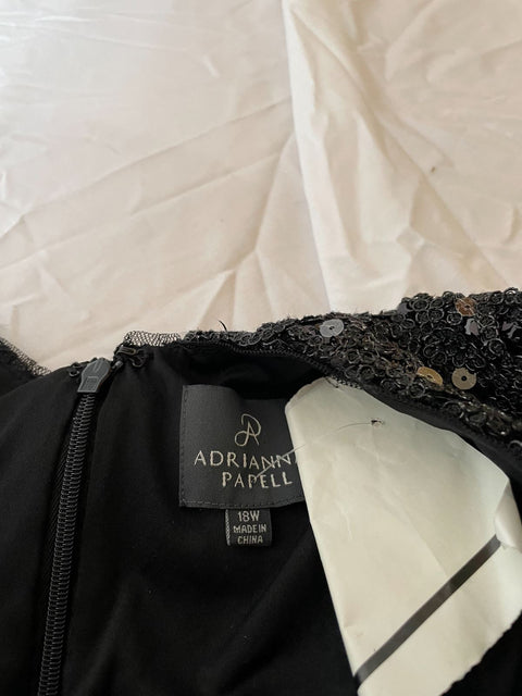 $209 Adrianna Papell Women Cap Sleeve Embellished Dress Black Dress Plus 18W