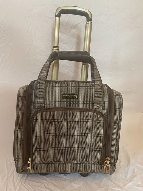 $360 LONDON FOG BRENTWOOD 15" CARRY ON UNDER SEAT BAG BROWN PLAIDS