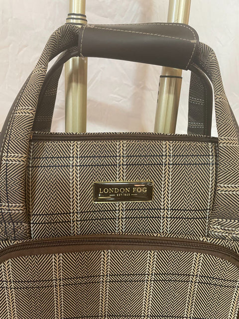 $360 LONDON FOG BRENTWOOD 15" CARRY ON UNDER SEAT BAG BROWN PLAIDS