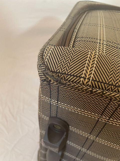 $360 LONDON FOG BRENTWOOD 15" CARRY ON UNDER SEAT BAG BROWN PLAIDS