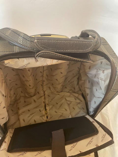 $360 LONDON FOG BRENTWOOD 15" CARRY ON UNDER SEAT BAG BROWN PLAIDS