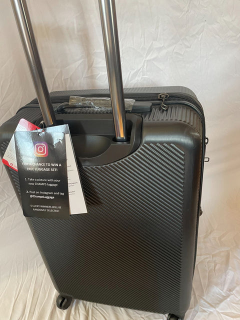 $520 New Champs Iconic 24" Spinner TSA Lock Hardcase Black Luggage Suitcase