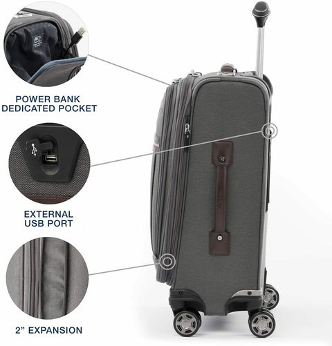 $680 Travelpro Luggage Platinum Elite 21” Expandable Carry-on Spinner Suiter