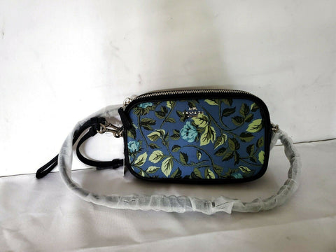 $175 NEW COACH Womens' Blue Rose Floral Leather Crossbody Shoulder Bag