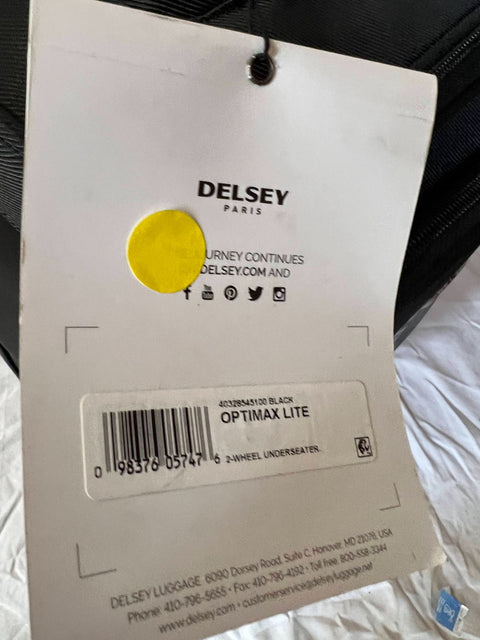 NEW DELSEY OPTIMAX LITE 15" UNDERSEATER ROLLING CARRY ON TOTE BLACK