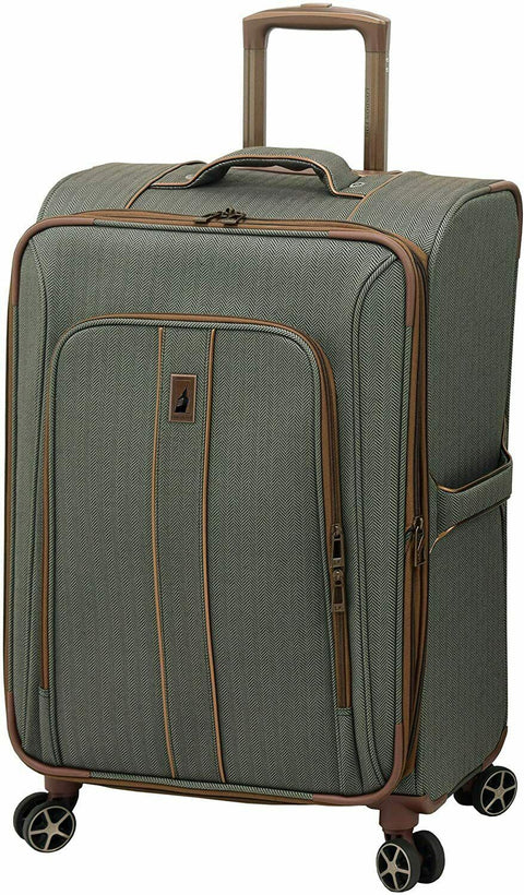 $380 New London Fog Castle 24" Expandable Spinner Luggage Suitcase Gray