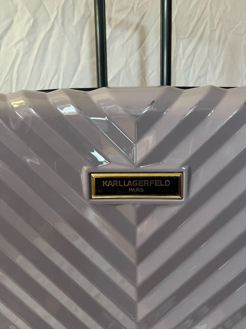 $780 Karl Lagerfeld Paris Purple Chevron Hard Spinner Luggage Suitcase 28"