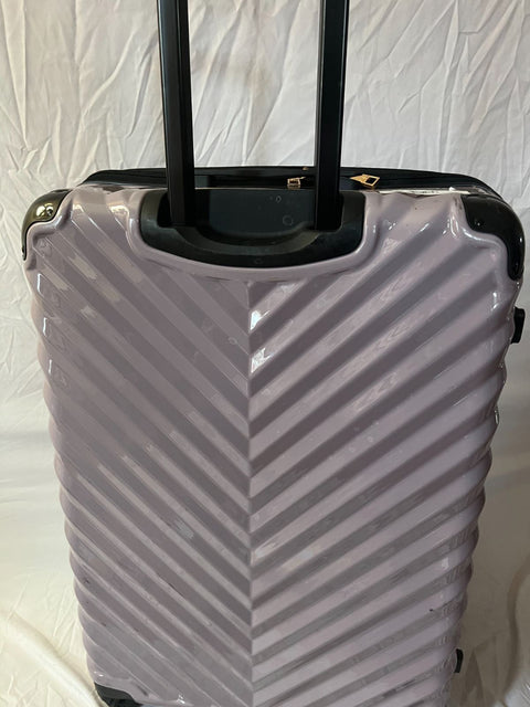 $780 Karl Lagerfeld Paris Purple Chevron Hard Spinner Luggage Suitcase 28"