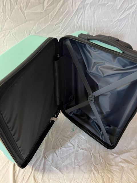 $360 New iPack Glide Hard Side Luggage Carry On Suitcase Aqua Blue 20"