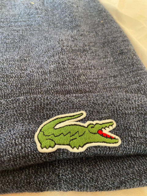 New Lacoste Men's Hat Beanie Blue Logo Knitted Cap