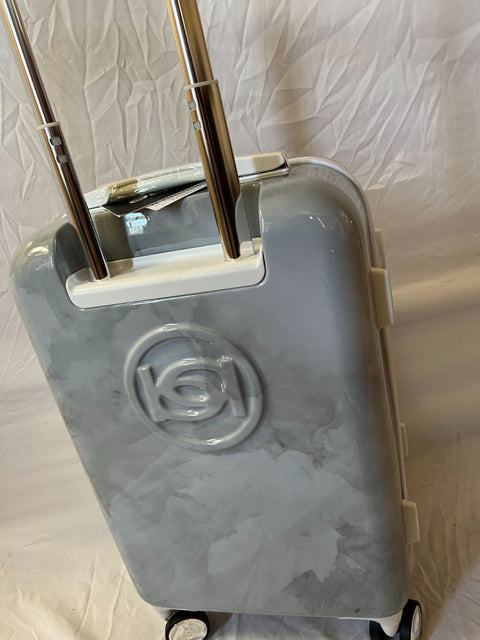 New BEBE Women's Lilah Suitcase Spinner Wheels Silver Marble Luggage 21"