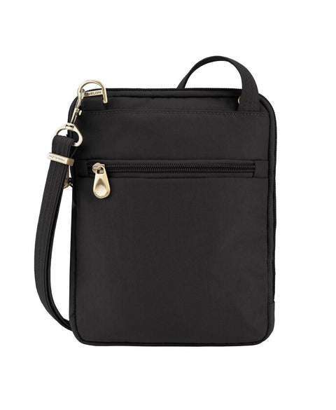 $99 New Travelon Anti-Theft Signature Quilted Slim Pouch Crossbody Bag Black