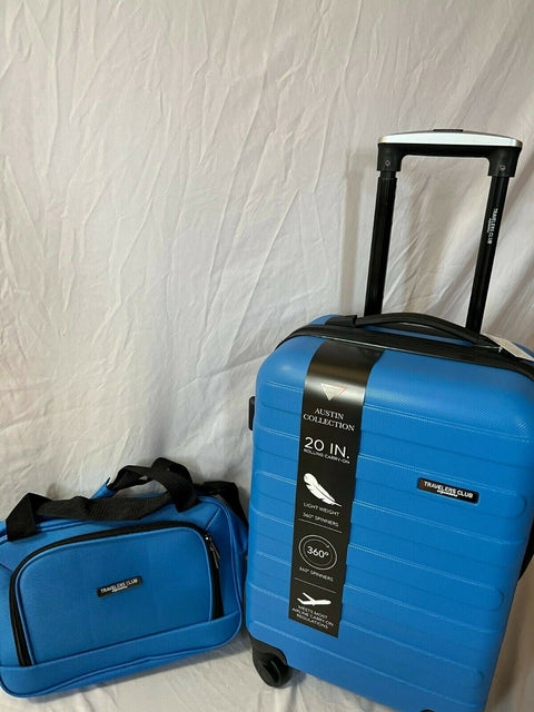 Travelers Club  Austin Spinner Luggage 20" Carry On 3 Piece Set Blue