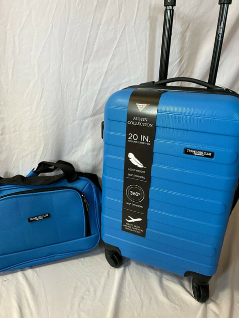 Travelers Club  Austin Spinner Luggage 20" Carry On 3 Piece Set Blue