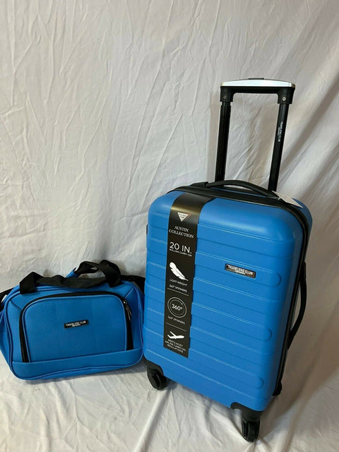 Travelers Club  Austin Spinner Luggage 20" Carry On 3 Piece Set Blue