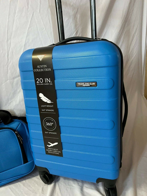 Travelers Club  Austin Spinner Luggage 20" Carry On 3 Piece Set Blue