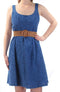 Nine West Women's Sleeveless Blue Burnout Fit & Flare Dress 6