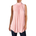 Joseph A Women's Sleeveless Pink Mock Pleated Blouse Top Large L