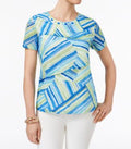 Alfred Dunner Women's Multi Tiered Printed Embellished Top Large L