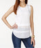 Michael Kors Women Sleeveless White Chiffon Hem Blouse Top X-Large XL